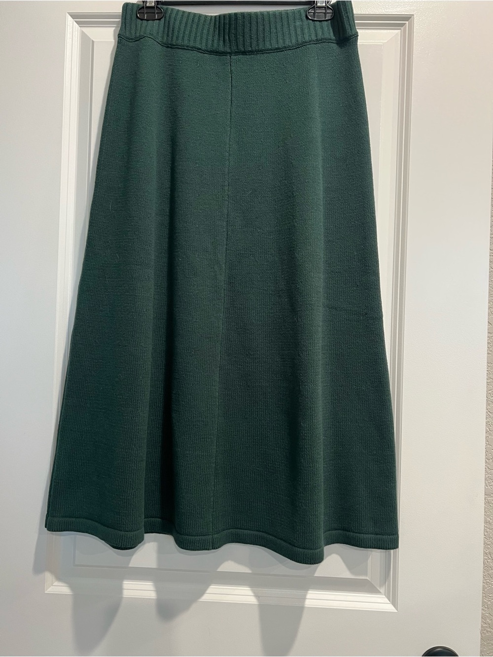 CAbi Duo Forest Green Knit A-Line Skirt. NWOT